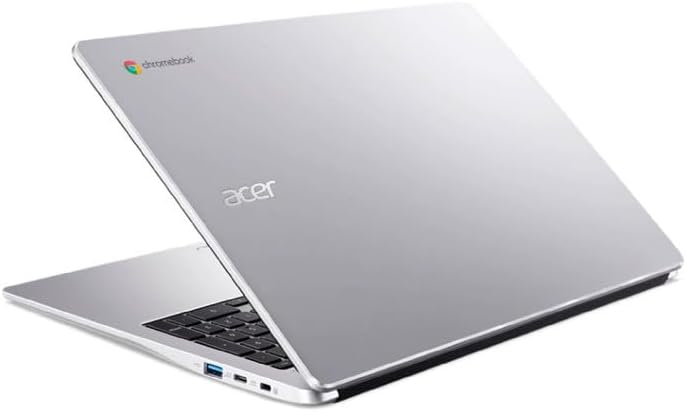 acer Chromebook 315, 15.6' FHD Display Laptop, Intel Celeron N4500, 4GB RAM, 64GB eMMC, Webcam, Chrome OS, Pure Silver, Protective Sleeve Included, TWE 64GB SD Card