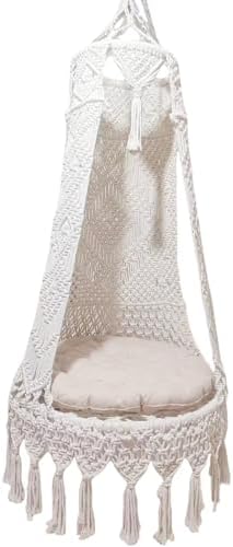 Hanging Swing Chair for Indoor Use, Cotton Rocking Swing for Bedroom and Living Room, Comfortable Indoor Chair, Ideal for Garden and Balcony