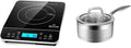 Duxtop Portable Induction Cooktop, Countertop Burner, Silver 9600LS/BT-200DZ & Professional Stainless Steel Sauce Pan with Lid, Kitchen Cookware, 1.6 Quart