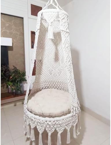 Hanging Swing Chair for Indoor Use, Cotton Rocking Swing for Bedroom and Living Room, Comfortable Indoor Chair, Ideal for Garden and Balcony