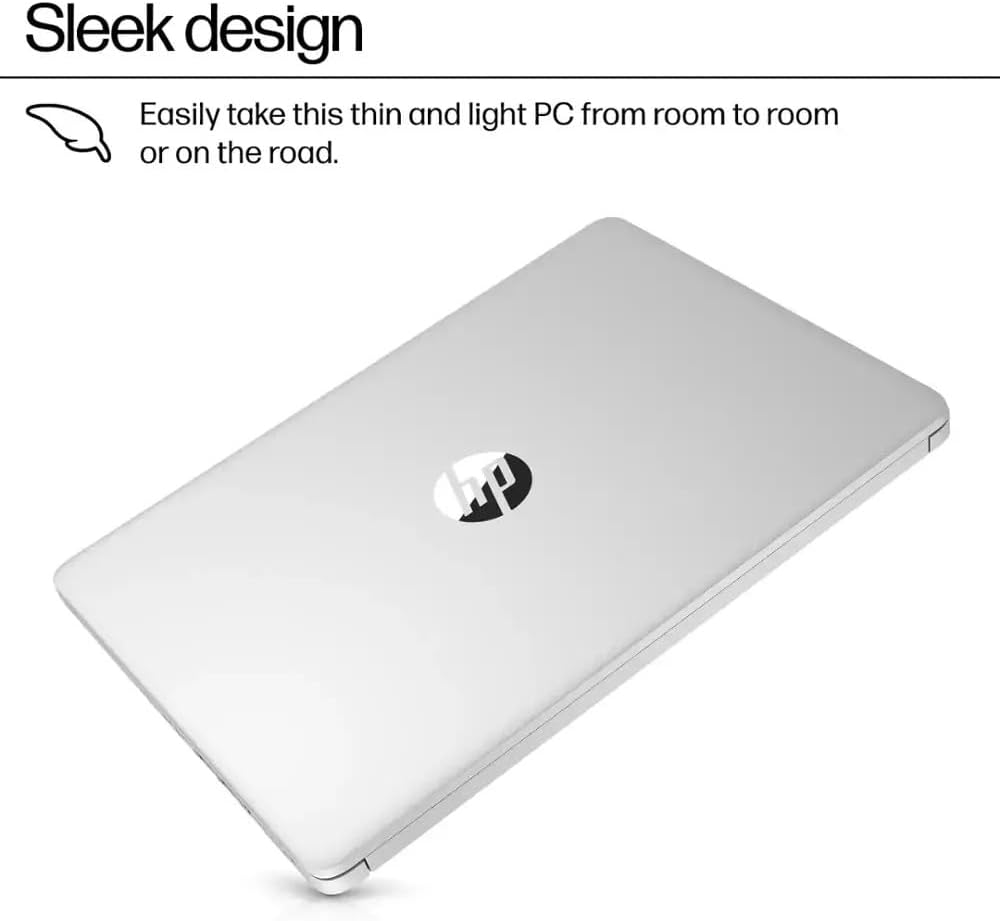 HP Ultra Thin 14' Laptop with Copilot, Intel N150, 16GB RAM, 384GB(128GB eMMC+256GB SD Card) • HUB • Mouse, Windows 11 Pro, 1-Year Office 365, Lightweight Silver Notebook for Work & School