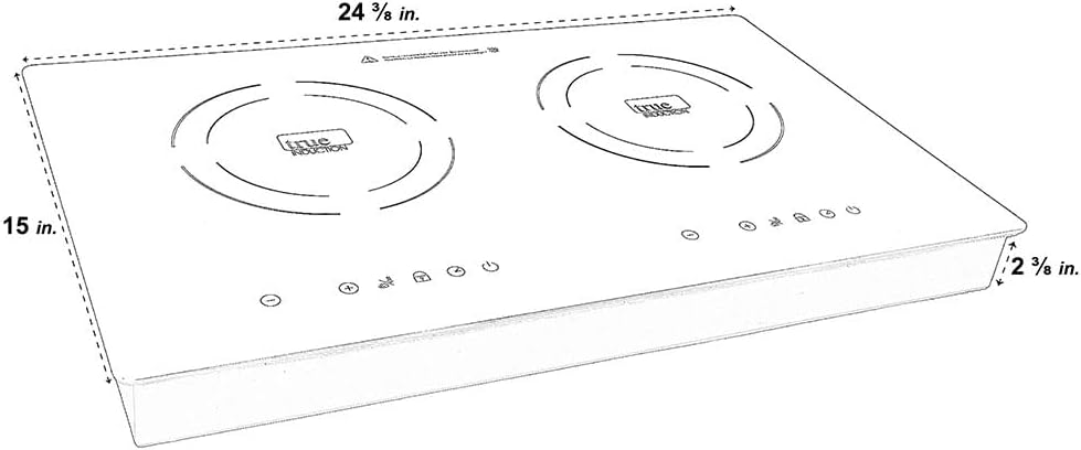 TI-2B 23 inch Built-In Dual Burner Induction Glass-Ceramic Cooktop, 1750W, UL858 Certified