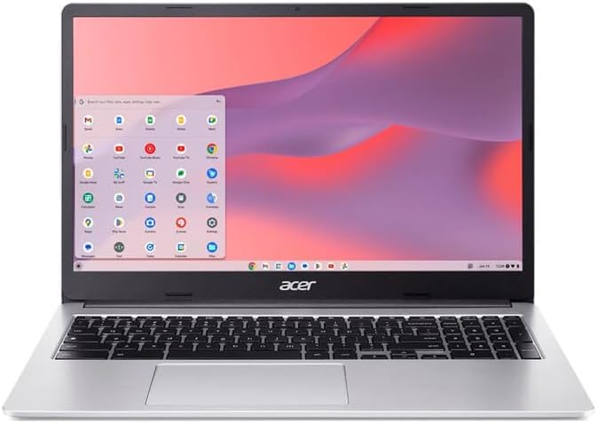 acer Chromebook 315, 15.6' FHD Display Laptop, Intel Celeron N4500, 4GB RAM, 64GB eMMC, Webcam, Chrome OS, Pure Silver, Protective Sleeve Included, TWE 64GB SD Card