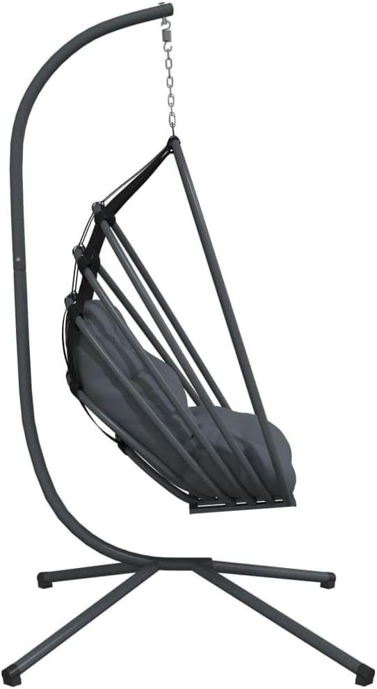 vidaXL Hanging Egg Chair Anthracite and Black Steel, Polypropylene Large