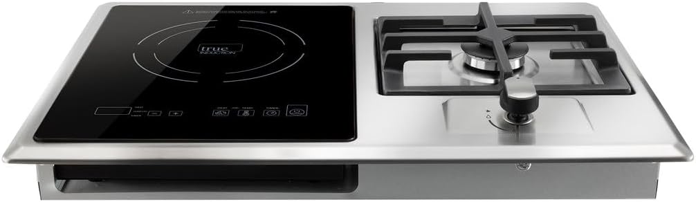 ToughGrade 2 Burner RV Cooktop, 1 x 1600W Induction Burner, 1 x 6500BTU Gas Burner | RV Cooktop | Camper Cooktop