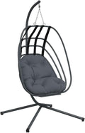 vidaXL Hanging Egg Chair Anthracite and Black Steel, Polypropylene Large