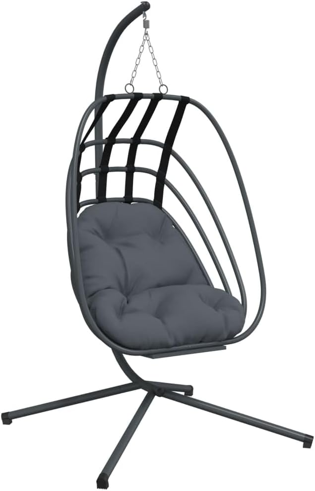 vidaXL Hanging Egg Chair Anthracite and Black Steel, Polypropylene Large