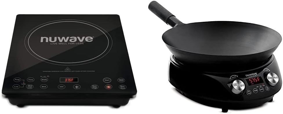 Nuwave Pro Chef Induction Cooktop, Commercial-Grade, Portable, Powerful 1800W, Large 8' Heating Coil & Mosaic Induction Wok, Precise Temp Controls from 100°F to 575°F in 5°F