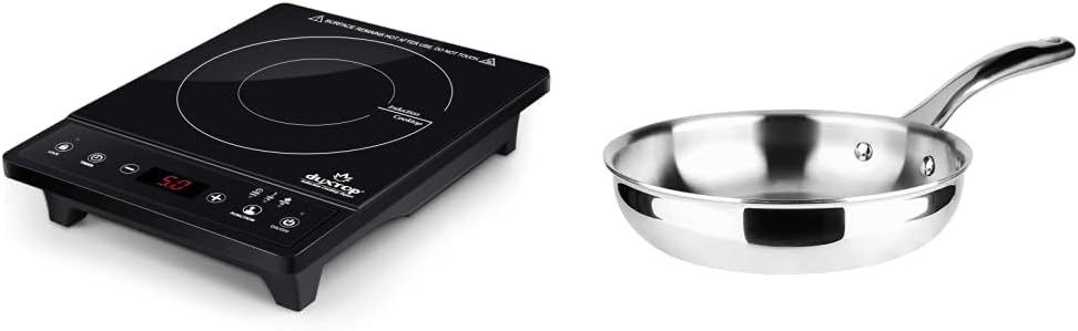 Duxtop Portable Induction Cooktop, Countertop Burner, Induction Burner with Timer and Sensor Touch, 1800W 8500ST E210C2 and Duxtop Whole-Clad Tri-Ply Stainless Steel Stir-Fry Pan Kitchen Induction Cookware 8 Inches