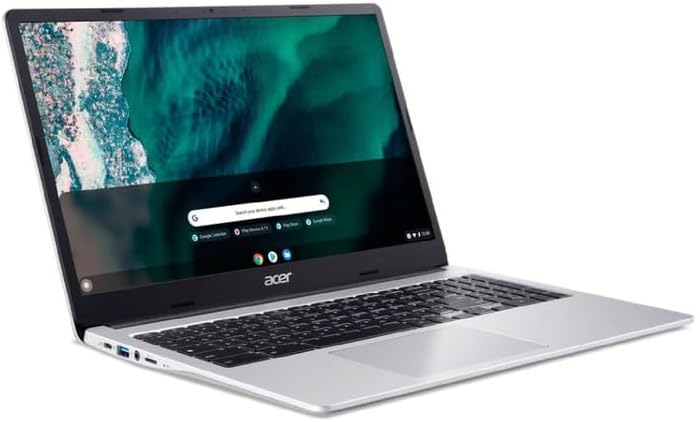 acer Chromebook 315, 15.6' FHD Display Laptop, Intel Celeron N4500, 4GB RAM, 64GB eMMC, Webcam, Chrome OS, Pure Silver, Protective Sleeve Included, TWE 64GB SD Card