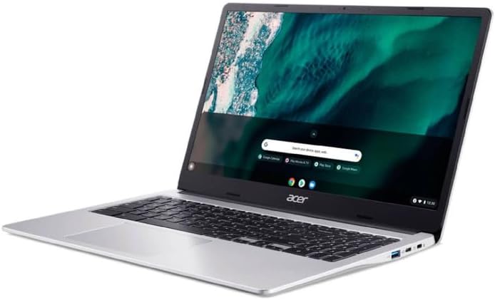 acer Chromebook 315, 15.6' FHD Display Laptop, Intel Celeron N4500, 4GB RAM, 64GB eMMC, Webcam, Chrome OS, Pure Silver, Protective Sleeve Included, TWE 64GB SD Card