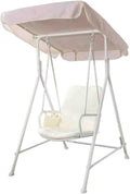 Household Iron Swing, Rocking Chair Indoor Swing, Outdoor Garden Hanging Chair, Used for Balcony Balcony Terrace (Beige Single)