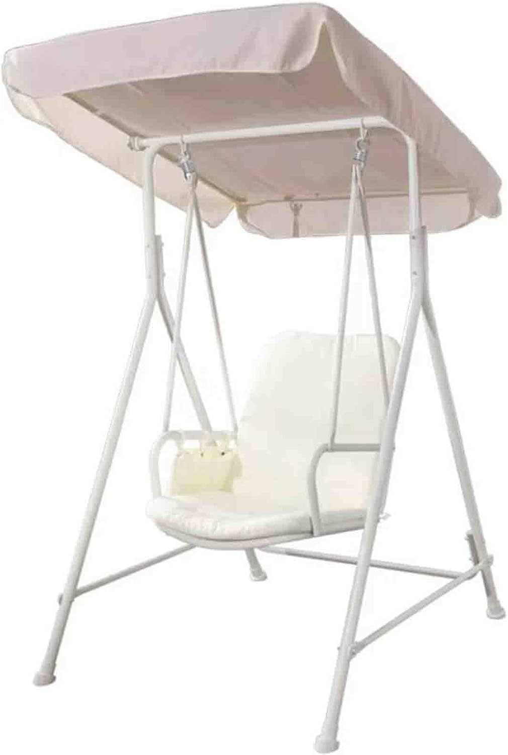 Household Iron Swing, Rocking Chair Indoor Swing, Outdoor Garden Hanging Chair, Used for Balcony Balcony Terrace (Beige Single)
