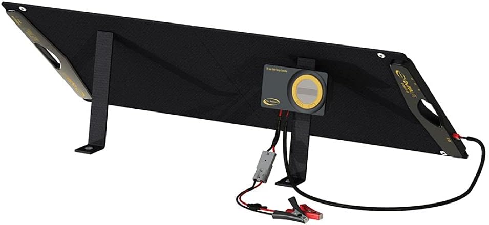 GoPower DuraLite 100-Watt Solar Panel with 30-Amp PWM Charge Controller, Foldable, High-Efficiency Monocrystalline Cells, Expandable to 300-Watt, Ideal for Camping, RVs, Campers, ATVs, Boats - Black