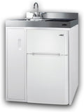 Summit 30' Wide All-In-One Kitchenette, 2-Door Refrigerator-Freezer, 2-Burner Induction Cooktop, Sink, and Storage, White- C30IND