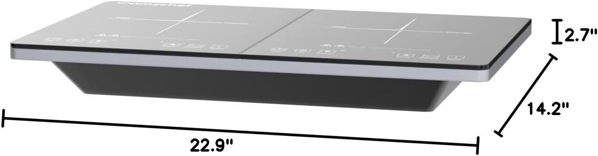 Double Induction Cooktop AMZCHEF Induction Cooker 2 Burners, Low Noise Electric Cooktops With 1800W Sensor Touch, 20 Temperature & Power Levels,Independent Control,3-hour Timer, Safety Lock
