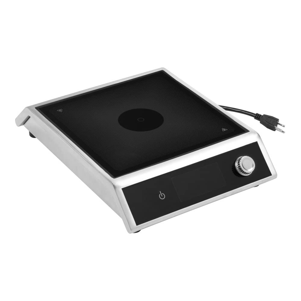 Vollrath MPI4-1800 Countertop Medium-Power Induction Range with Knob Control, 1800W, Stainless Steel and Glass Top, Touch Screen, Precise Temperature Control, 120V