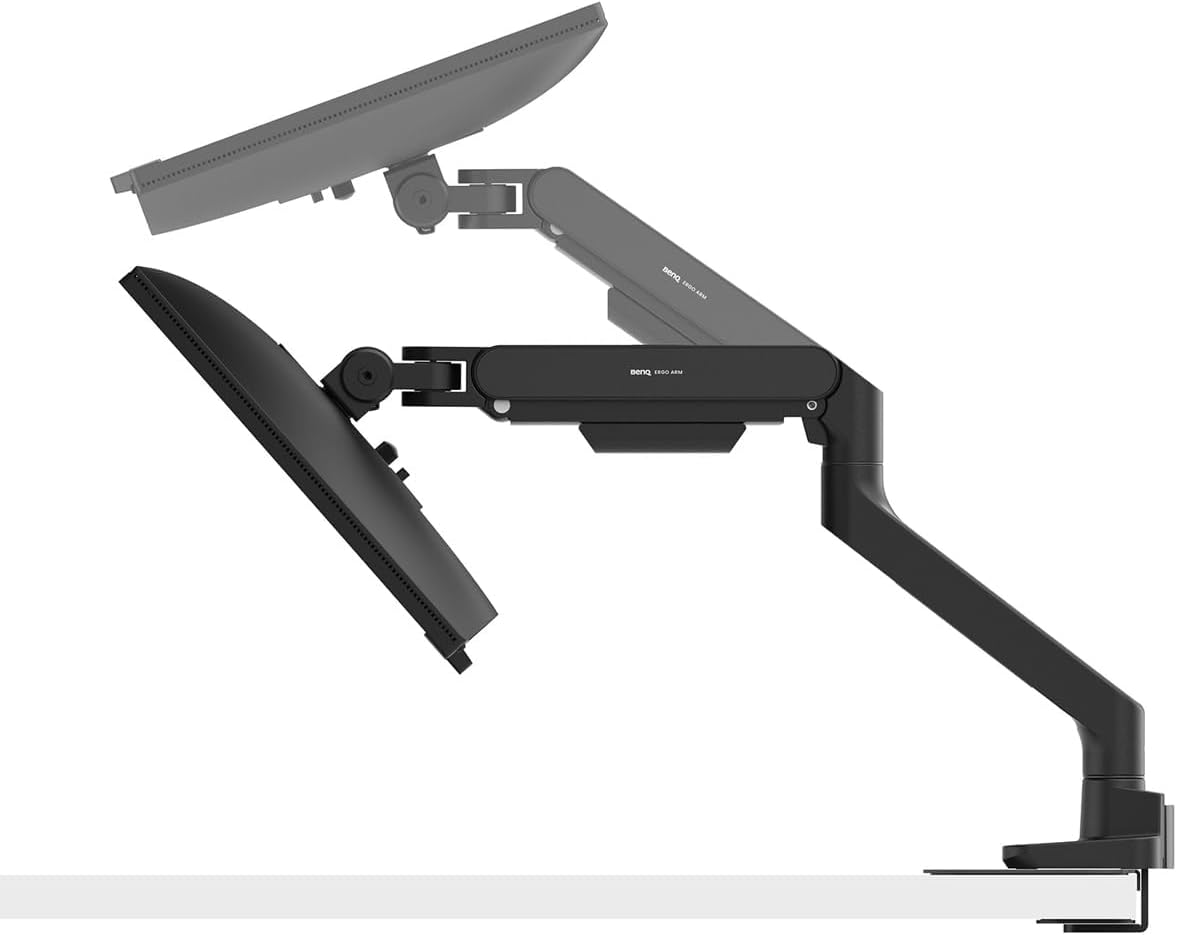 BenQ BDH01 Dual Monitor Arm -Gas Spring Monitor Stand for 2 Screens Up to 35'' & 44lbs, Heavy Duty, Quick Installation, No Sagging, Top Clamp and Grommet Base, Reinforcement Plate, VESA 75x75 &100x100