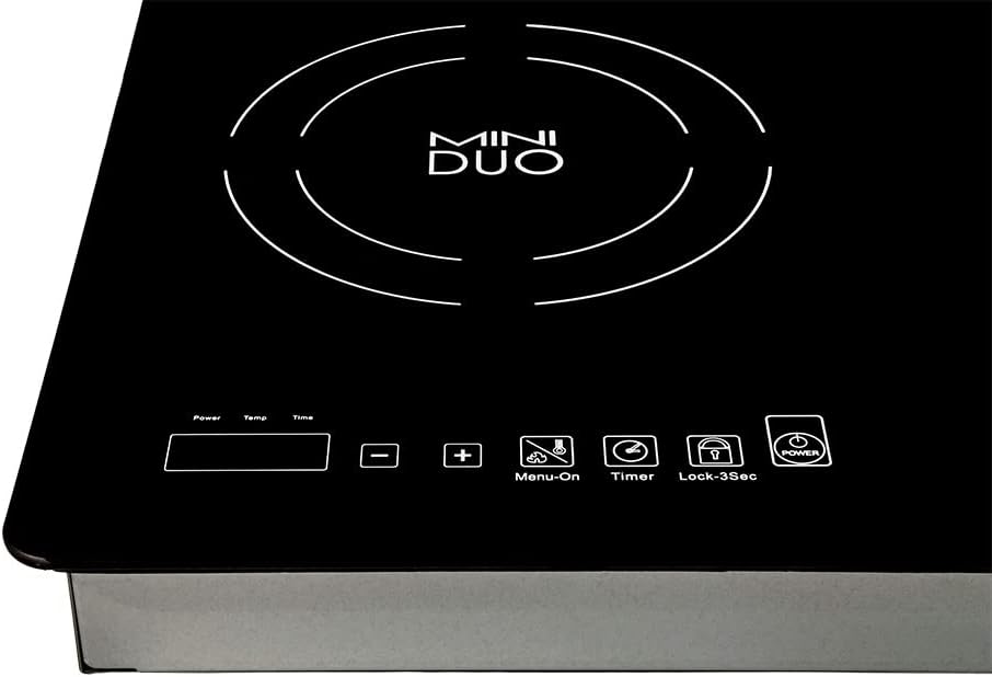 True Induction MD-2B 20 inch Built-in Mini Duo Induction Glass-Ceramic Cooktop, 1750W, UL858 Certified