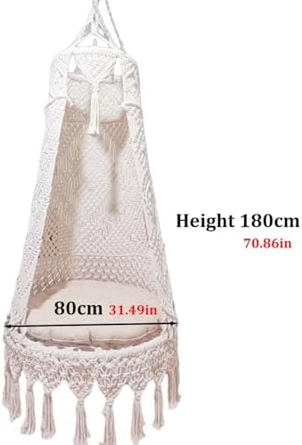 Hanging Swing Chair for Indoor Use, Cotton Rocking Swing for Bedroom and Living Room, Comfortable Indoor Chair, Ideal for Garden and Balcony