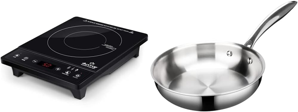 Duxtop Portable Induction Cooktop, 1800W 8500ST E210C2 & Whole-Clad Tri-Ply Stainless Steel Stir-Fry Pan Kitchen Induction Cookware 10 Inches