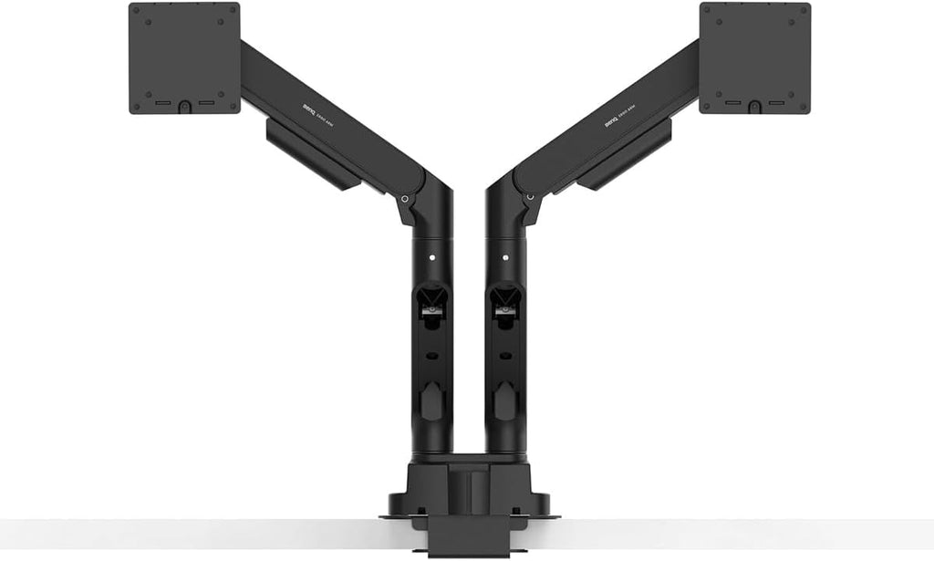 BenQ BDH01 Dual Monitor Arm -Gas Spring Monitor Stand for 2 Screens Up to 35'' & 44lbs, Heavy Duty, Quick Installation, No Sagging, Top Clamp and Grommet Base, Reinforcement Plate, VESA 75x75 &100x100