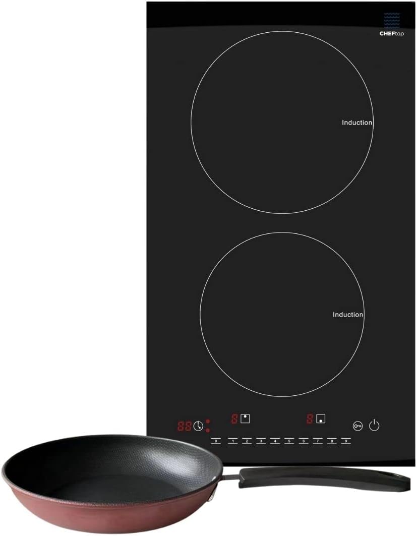 Cheftop Induction Cooktop Portable Induction Burners 120V Digital Ceramic Top with Kids Safety Lock,1800 Watt, Touch Sensor Control Multiple Cooking Zones & Levels (Double Vertical + Pan)