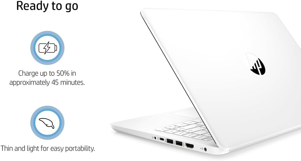 HP 14' HD Student Business Laptop, Intel Quad-Core N4120, 16GB RAM, 320GB Storage, (64GB eMMC+256GB SD Card), 1 Year Office 365, Slim Design, Webcam, HDMI, Bluetooth, WiFi, Win 11 S, White