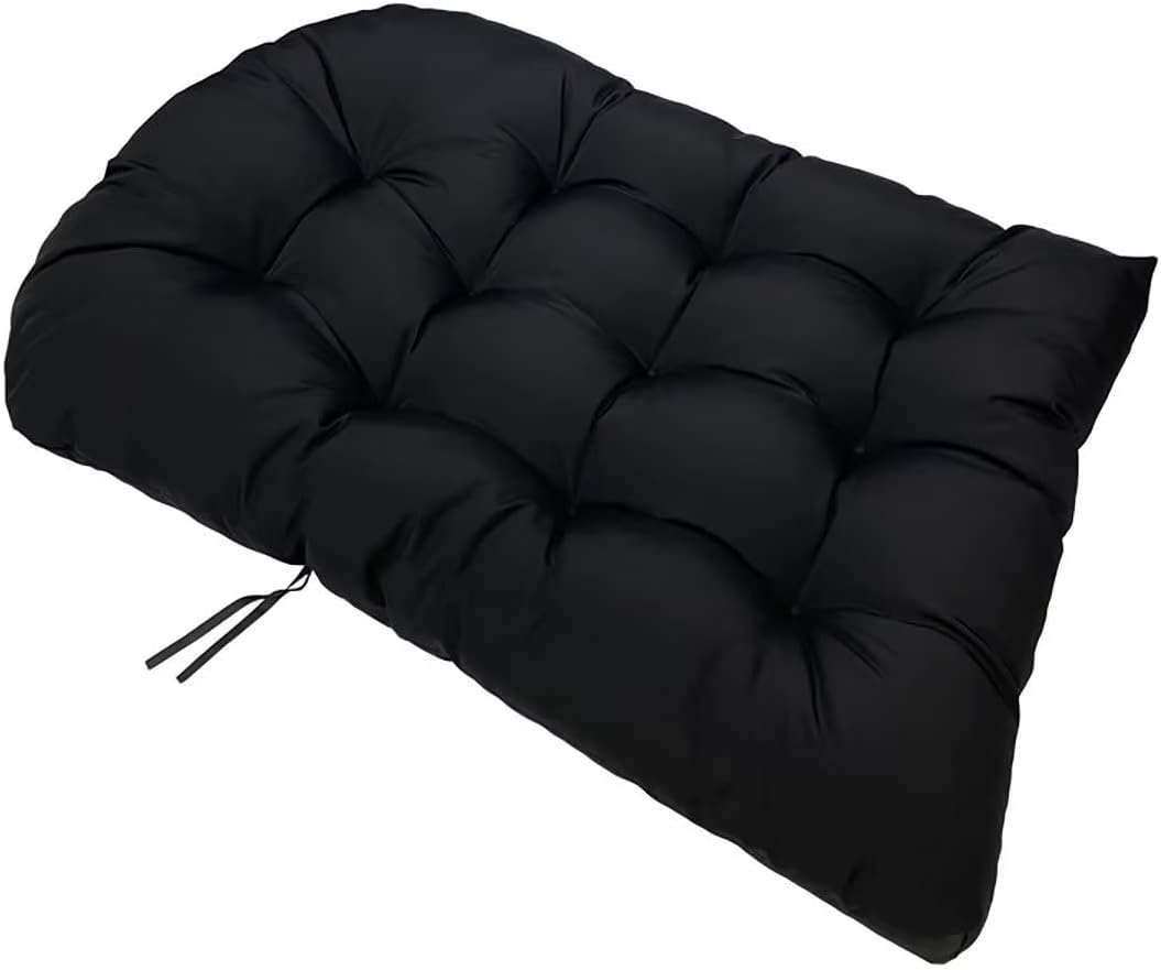 Egg Chair Cushion, Outdoor Rocking Chair Cushion, Egg Chair Cushion Replacement, Waterproof Soft Egg Chair Seat Pad, Back Cushion, Wicker Chair Cushion for Patio Garden (Black)