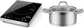 Duxtop Portable Induction Cooktop, 1800W Countertop Burner with Stainless Steel Housing, E200A, Black & Professional Stainless Steel Cookware Induction Ready Impact-bonded Technology (4.2Qt Stockpot)