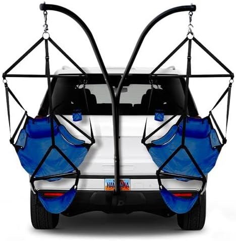 Trailer Hitch Stand and 2 Ripstop Nylon AIR LITE Chairs (Royal Blue)