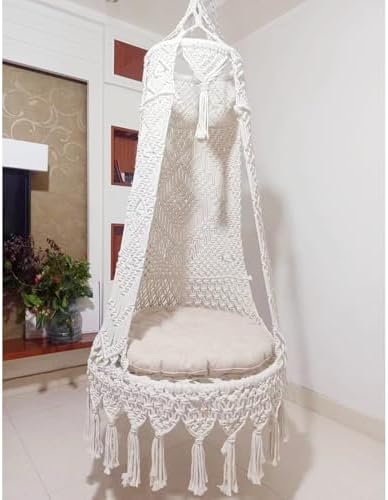 Hanging Swing Chair for Indoor Use, Cotton Rocking Swing for Bedroom and Living Room, Comfortable Indoor Chair, Ideal for Garden and Balcony