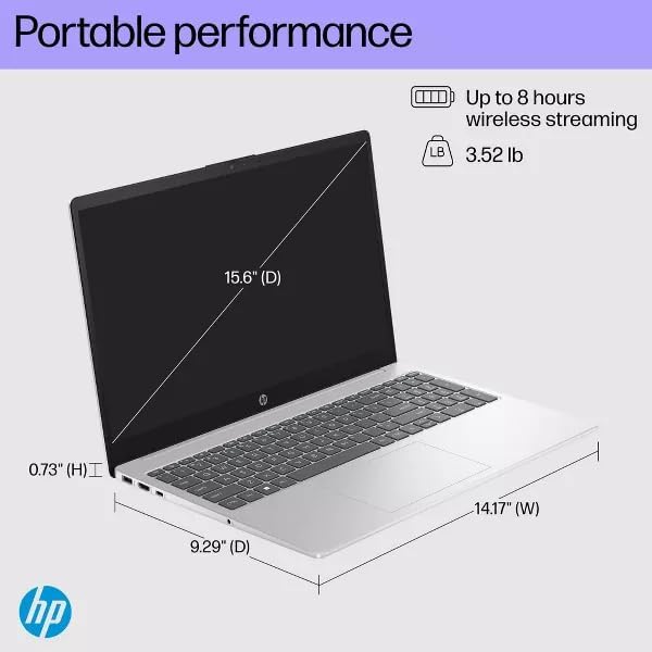 HP 2025 Laptop | 15-FD000 | 15.6' 1920 x 1080 Touch | Intel-10 Core i5-1334U | Intel Iris Xe Graphics |16GB DDR4 | 512GB SSD | Windows 11 Home | Wi-Fi 6 - Bluetooth 5.3-720p HD Camera - Silver
