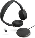 Jabra Evolve2 65 Flex Stereo Headset with Bluetooth, Wireless Charging Pad - Noise-Cancelling ClearVoice Technology & Hybrid Active Noise Cancellation - Certified for Microsoft Teams - Black