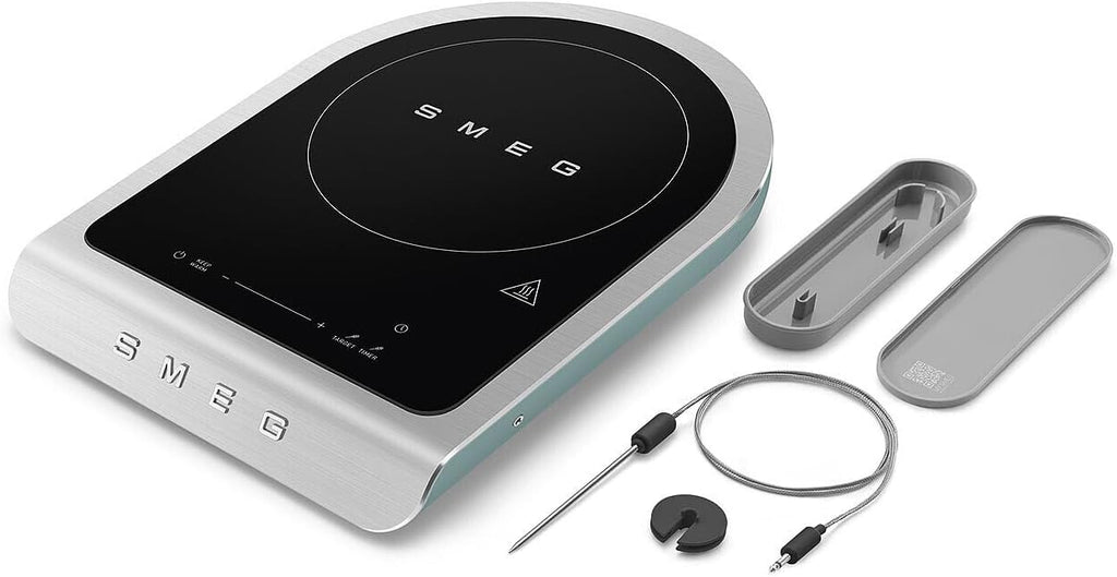 SMEG 1800W Portable Induction Cooker – Collezione Collection | Single-Burner Induction Hob with Probe, 9 Power Levels + Boost, Touch Controls — Travel/RV/Compact Kitchen-Jade