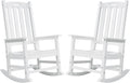 Psilvam Oversized Outdoor Rocking Chair Set of 2, Porch Rocker with 21' Wide Seat and 32' Tall Backrest, Pre-Assembled with Most Components for Effortless Installation (White)