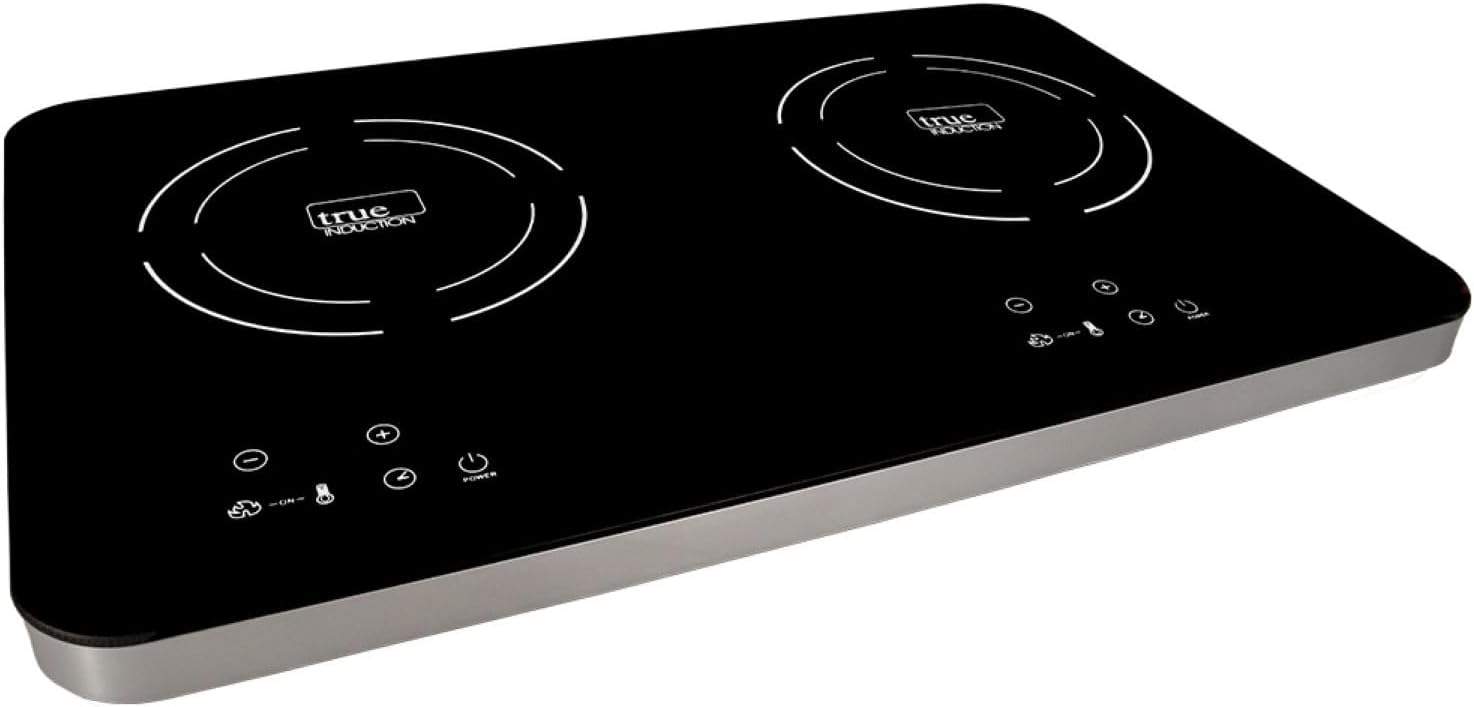 TI-2C 23 inch Portable Dual Induction Glass-Ceramic Cooktop, 1750W, UL1026 Certified with FREE Travel Bag & Burner Covers