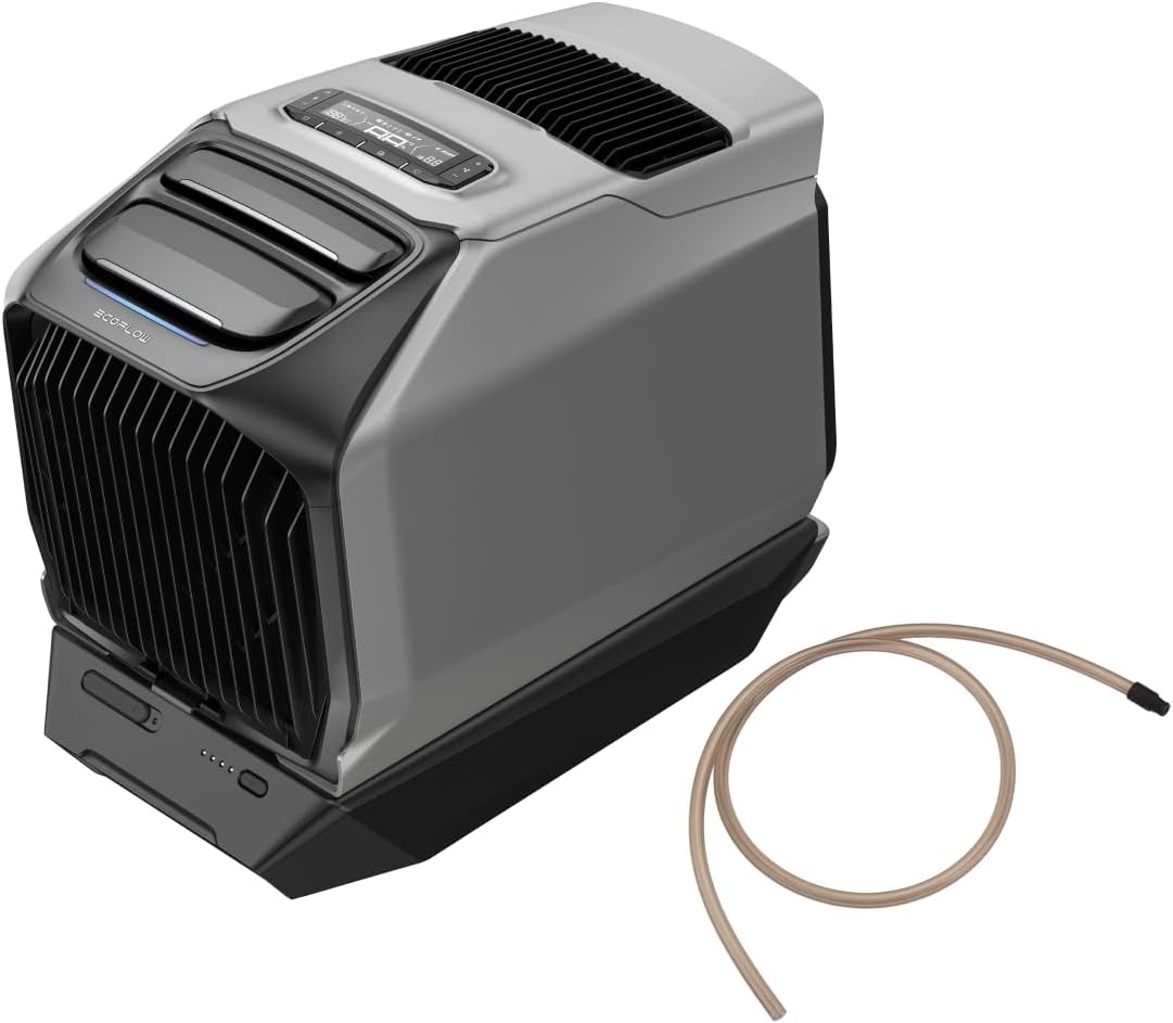 EF ECOFLOW WAVE 3 Portable Air Conditioner with Battery and Drain Pipe, 1800W/6100 BTU Cooling and 2000W/6800 BTU Heating, 1000W Fast Charging in 75 mins, 8H Wireless Running, APP Control
