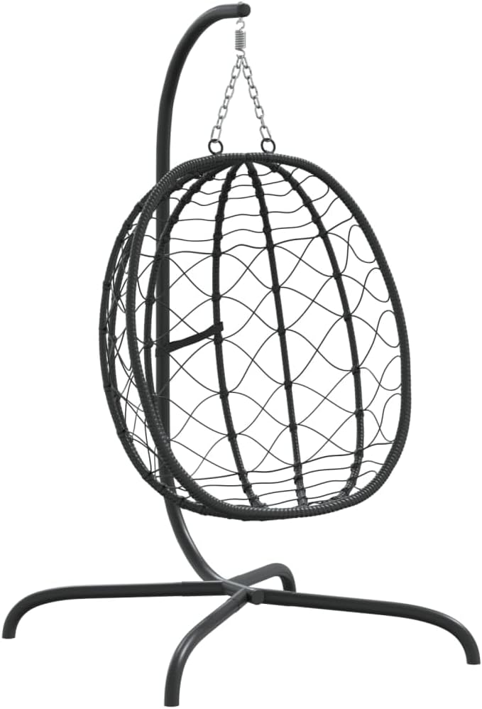 vidaXL Hanging Egg Chair Anthracite Poly Rattan, Powder-Coated Steel