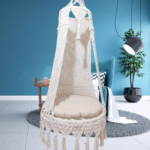 Hanging Swing Chair for Indoor Use, Cotton Rocking Swing for Bedroom and Living Room, Comfortable Indoor Chair, Ideal for Garden and Balcony