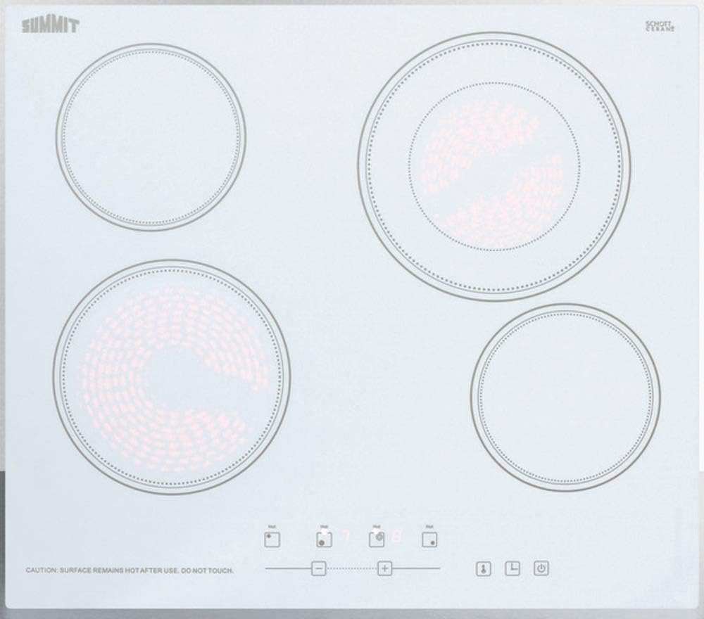 Summit 24' 4 Burner Electric Cooktop 230 Volt Radiant Cooktop, ADA Compliant, White- CR4B23T6W
