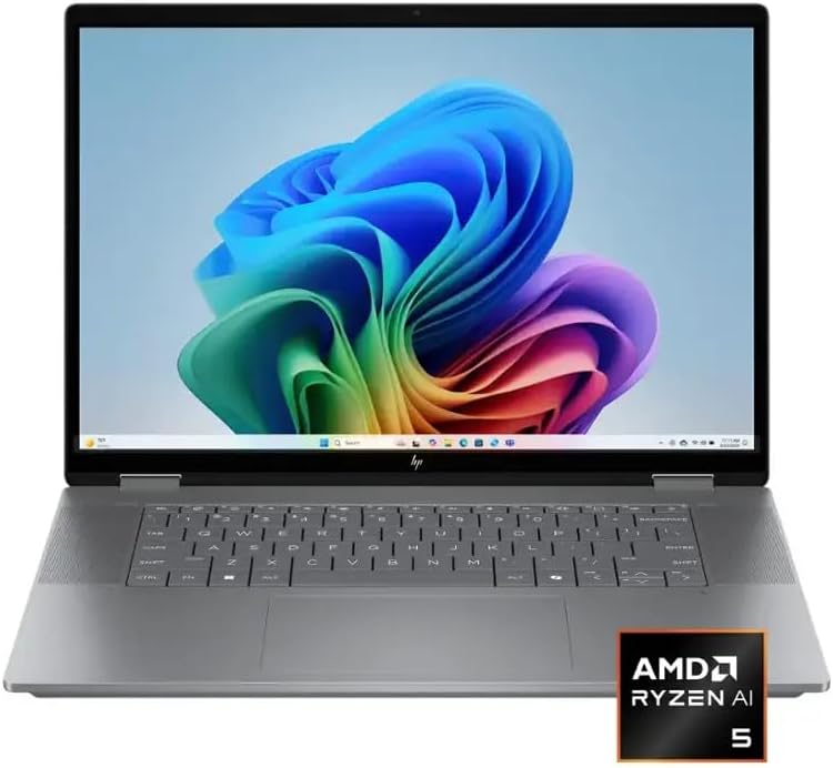 HP OmniBook X FILP Copilot+ PC 16 inch 2K Touch 2-in-1 Touchs Laptop, AMD Ryzen AI 5 340, 16GB DDR5 RAM, 512GB SSD, Backlit KB, Copilot+ PC, Windows 11 Home, Meteor Silver, 16-ar0013dx