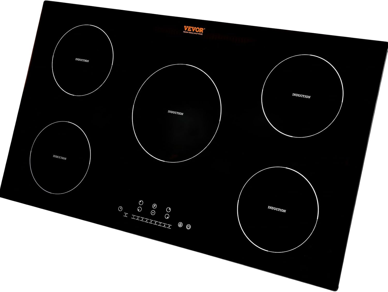 VEVOR Electric Cooktop, 5 Burners, 36'' Induction Stove Top, Built-in Magnetic Cooktop 9200W, 9 Heating Level Multifunctional Burner, LED Touch Screen w/Child Lock & Over-Temperature Protection