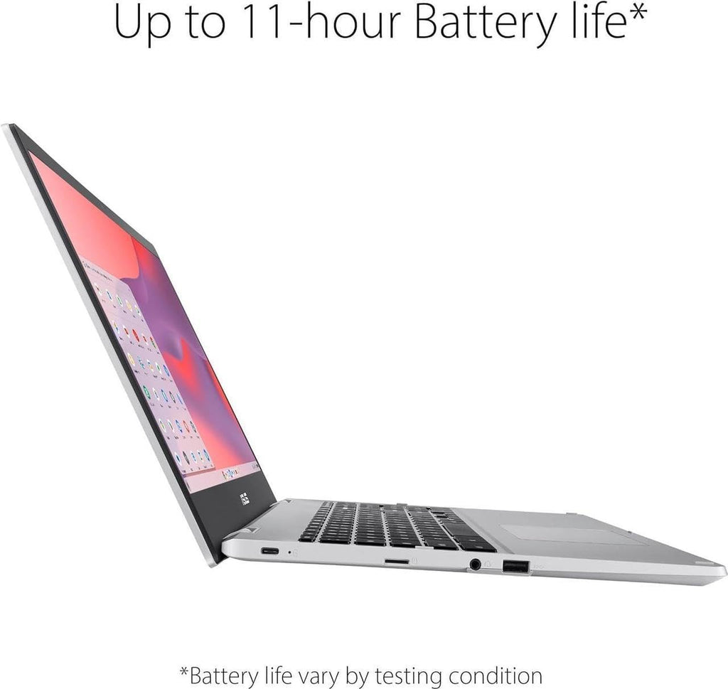 ASUS Chromebook CX1 Laptop, 15.6' FHD (1920 x 1080) LED Display, Intel Celeron N4500 Processor, 8GB RAM, 64GB eMMC, Chrome OS, Silver, TWE 64GB Micro SD Card