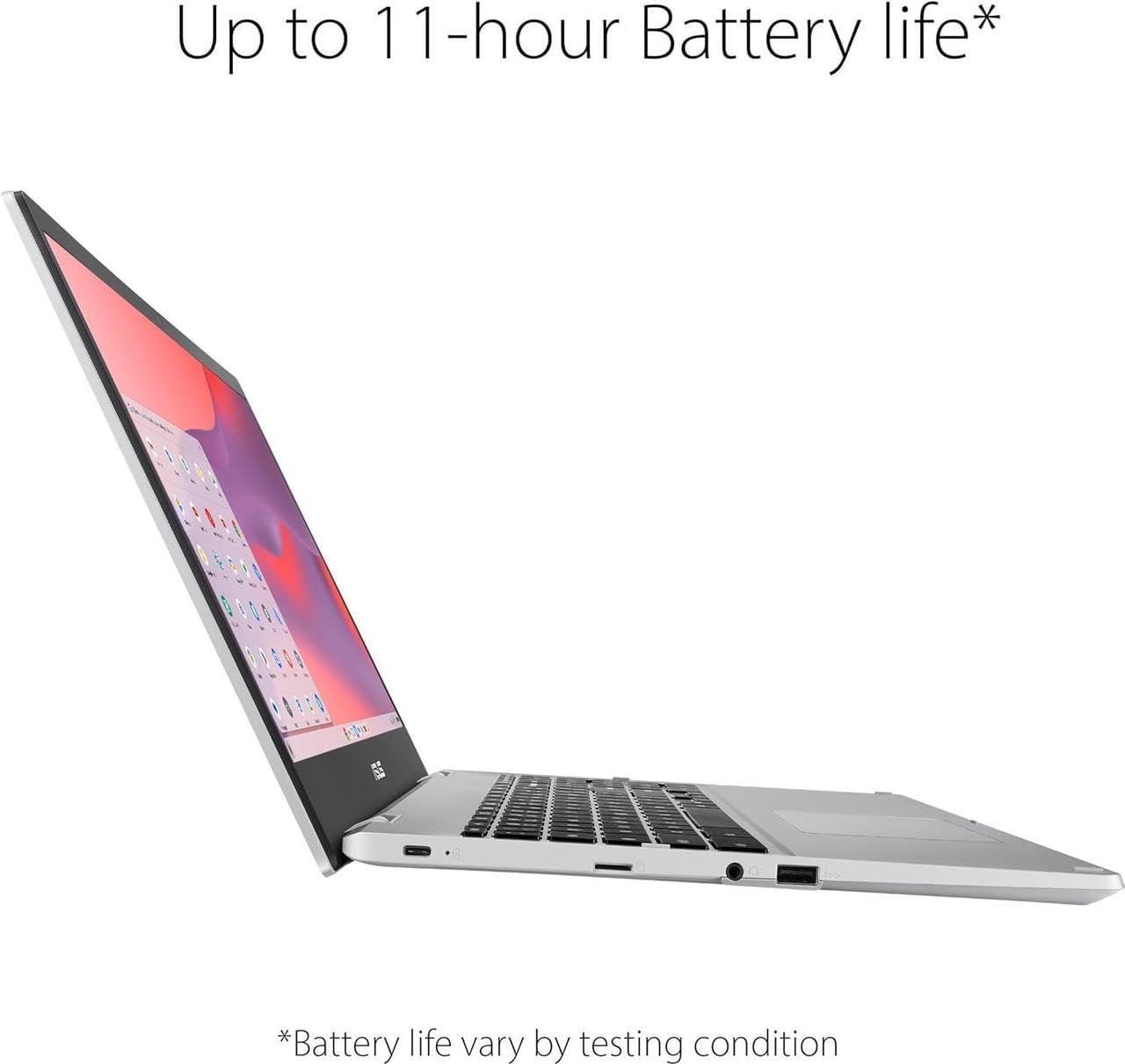 ASUS Chromebook CX1 Laptop, 15.6' FHD (1920 x 1080) LED Display, Intel Celeron N4500 Processor, 8GB RAM, 64GB eMMC, Chrome OS, Silver, TWE 64GB Micro SD Card