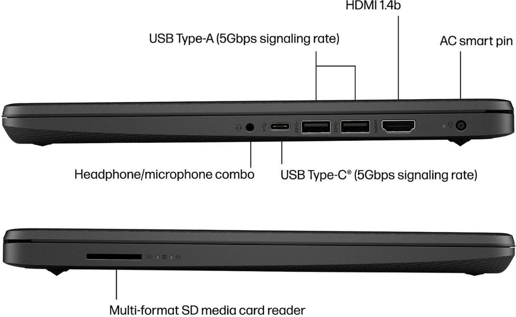 HP Stream 14' HD (1366 x 768) Laptop, Intel Celeron N4120, 4GB Memory, 128GB eMMC, Media Card Slot, WiFi, Bluetooth, Windows 11 Home in S Mode, Jet Black (Renewed)