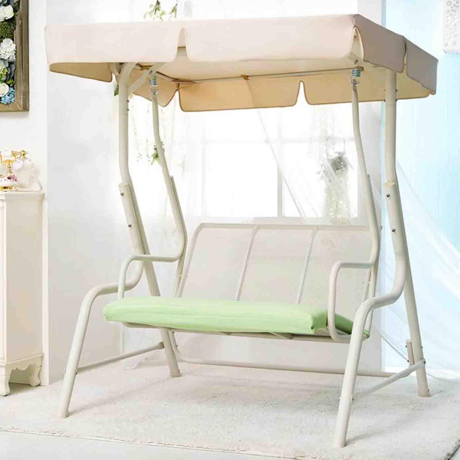 Household Iron Swing, Rocking Chair Indoor Swing, Outdoor Garden Hanging Chair, Used for Balcony Balcony Terrace (Beige Double)