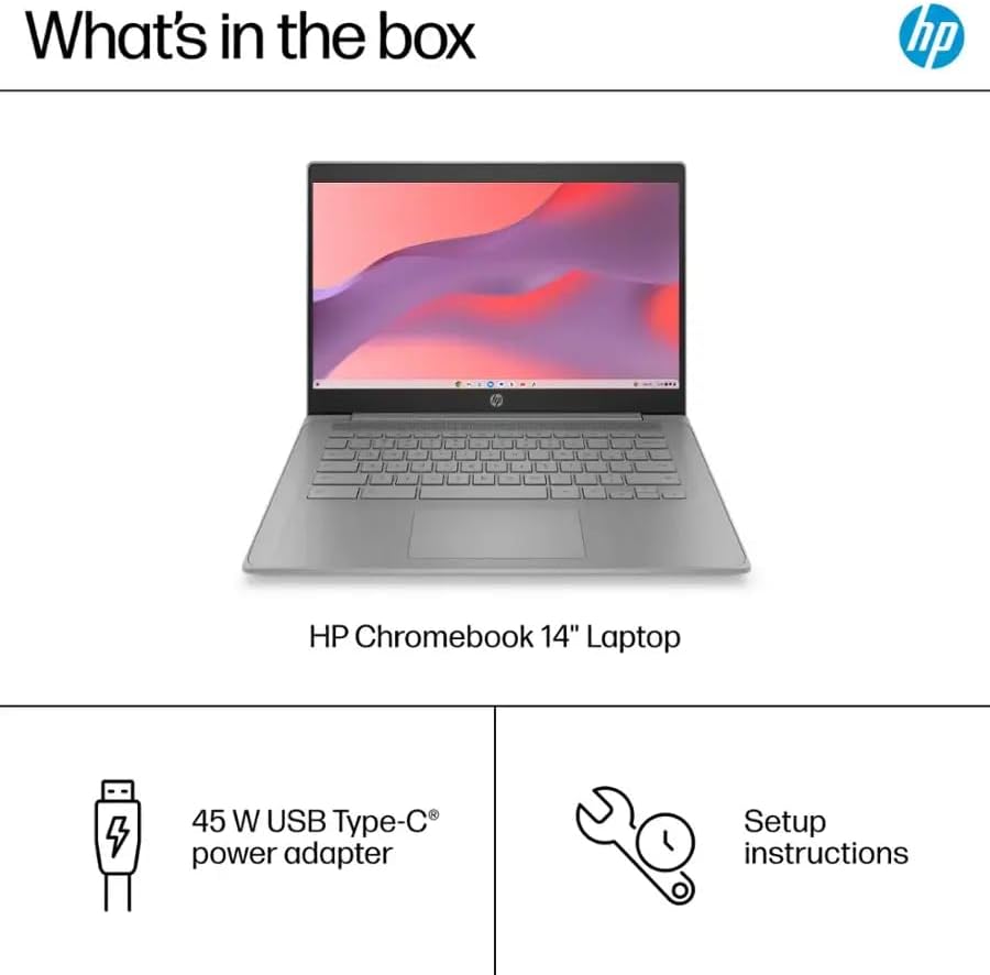 HP Chromebook 14'' HD Laptop, Student and Business Laptop, Intel Celeron N4500, 4GB RAM, 64GB eMMC, Long Battery Life, Fast Charge, Chrome OS, Gray, 14a-ne1013dx