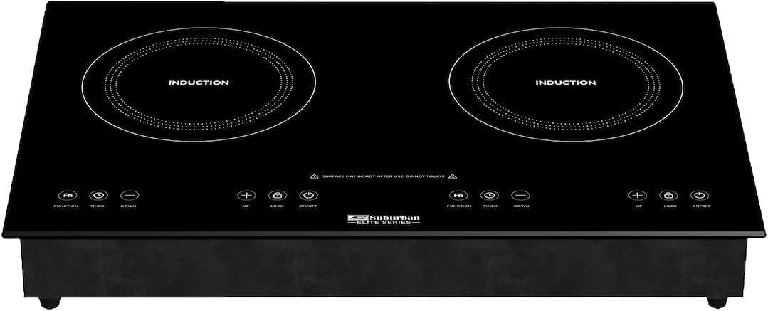 Suburban Dual Element Induction Cooktop for RV, Smoothtop, LED Display, Electric Stovetop with Child Safety Lock, Easy to Clean, 120V/60HZ, Black (‎‎3309A)