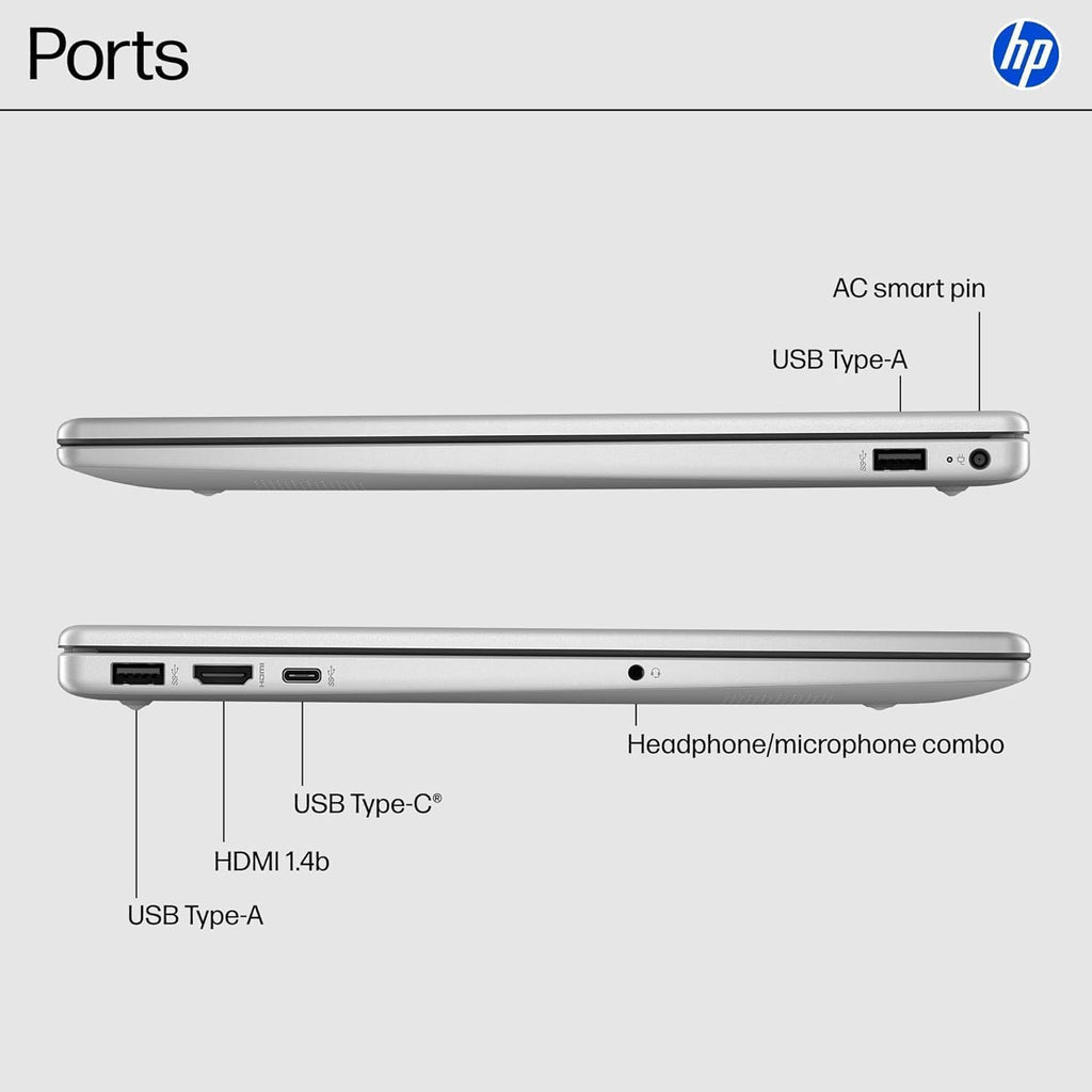 HP 15.6' Touchscreen Laptop, AMD Ryzen 5 7520U(Up to 4.3 GHz), 8 GB RAM LPDDR5, 512 GB SSD, AMD Radeon Graphics, HD Private Webcam, HDMI, Wi-Fi 6, Bluetooth, Anti-Glare, Windows 11 Pro, Silver